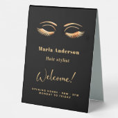 Plaque De Table Artiste maquillage d'or noir horaires d'ouverture  (Verso)