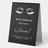 Plaque De Table Artiste maquillage noir blanc heures d'ouverture b (Recto)