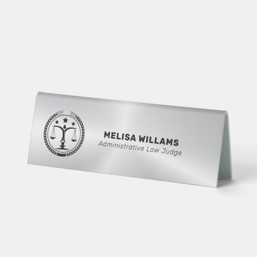 Plaque De Table Aspect argenté métallique et noir (Recto)