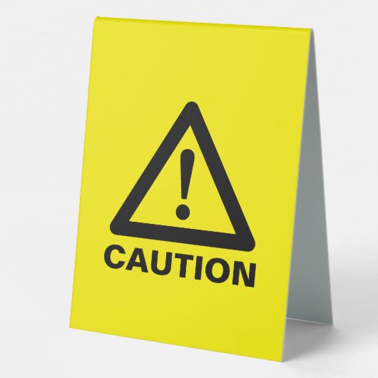 Plaque De Table Attention jaune avertissement sol humide dangereux (Verso)