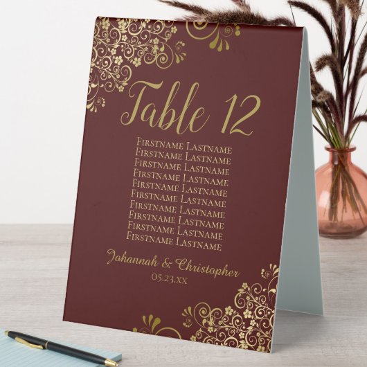 Plaque De Table Auburn & Gold Mariage Tableau Numéro de siège (En SItu (Tableau))