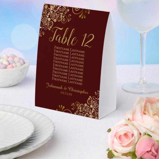 Plaque De Table Auburn & Gold Mariage Tableau Numéro de siège (Insitu (mariage))