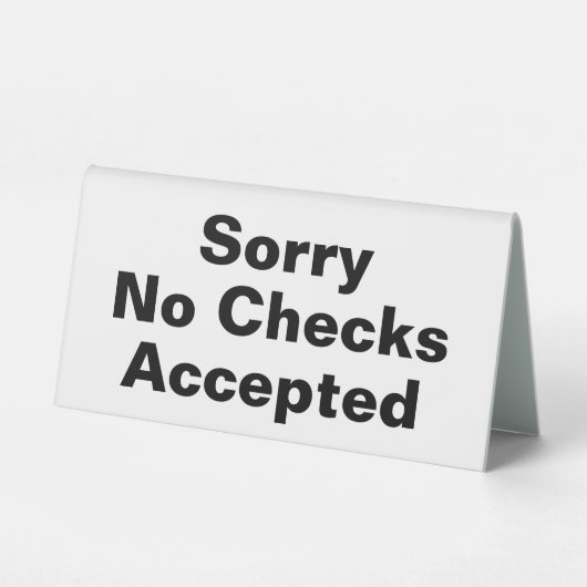Plaque De Table Aucun chèque accepté 6x3 (Verso)