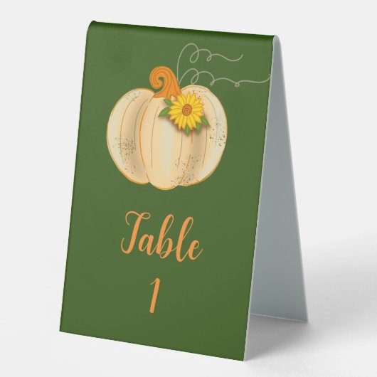 Plaque De Table Automne Citrouille blanc Tablette Signer Mariage (Recto)