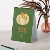 Plaque De Table Automne Citrouille blanc Tablette Signer Mariage (En SItu (Tableau))