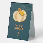 Plaque De Table Automne Citrouille blanc  Tablette Signer Mariage  (Verso)
