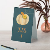 Plaque De Table Automne Citrouille blanc  Tablette Signer Mariage  (En SItu (Tableau))