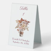 Plaque De Table Automne Floral Mariage d'aquarelle (Recto)