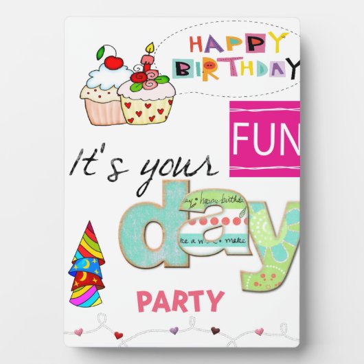 Plaque de table avec Easel Baby FUN Cupcake Happy (Devant)