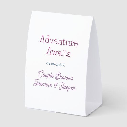 Plaque De Table aventure attend couple douche nom date rose bleu (Recto)