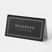 Plaque De Table AVERA Mariage Noir moderne Réservé (Verso)