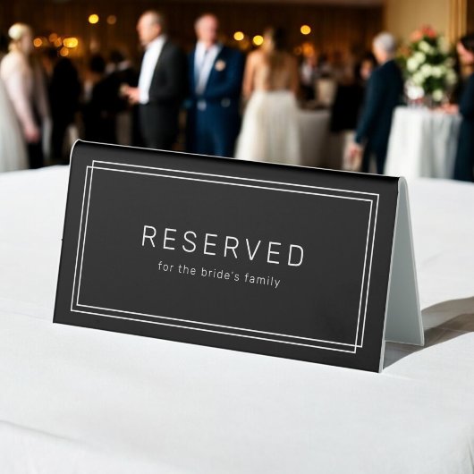 Plaque De Table AVERA Mariage Noir moderne Réservé