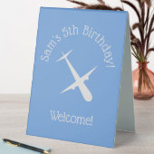 Plaque De Table Avion sur Blue Personnalisé Birthday Kids Pilote (En SItu (Tableau))