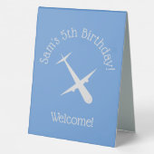 Plaque De Table Avion sur Blue Personnalisé Birthday Kids Pilote (Verso)