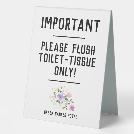 Plaque De Table Avis important - Tissu de toilette de chasse (Recto)