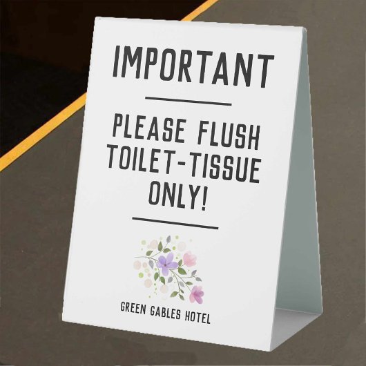 Plaque De Table Avis important - Tissu de toilette de chasse