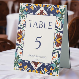 Plaque De Table Azulejo bleu portugais mariage méditerranéen