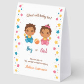 Plaque De Table Baby Boy Girl Gender Reveal Party (Arrière)