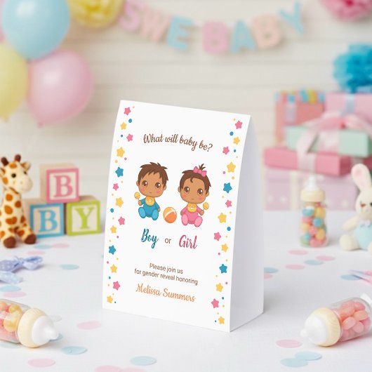 Plaque De Table Baby Boy Girl Gender Reveal Party