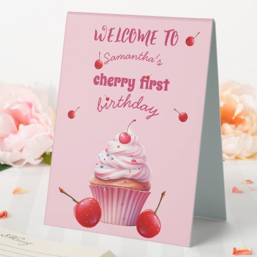 Plaque De Table Baby First Cherry & Cupcake fête d'anniversaire (In SItu (Mariage))
