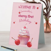 Plaque De Table Baby First Cherry & Cupcake fête d'anniversaire (En SItu (Tableau))