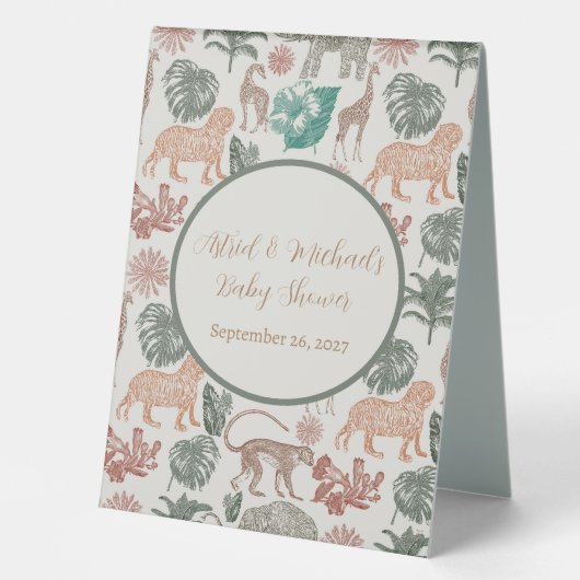 Plaque De Table Baby shower Boho Jungle Safari (Recto)