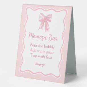 Plaque De Table Baby shower Bow rose Momosa Bar