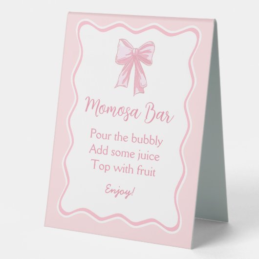 Plaque De Table Baby shower Bow rose Momosa Bar (Recto)
