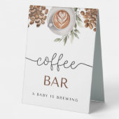 Plaque De Table Baby shower café - un bébé brasse Café Bar (Verso)