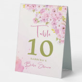 Plaque De Table Baby shower de fleurs de cerisier d'aquarelle Numé (Verso)