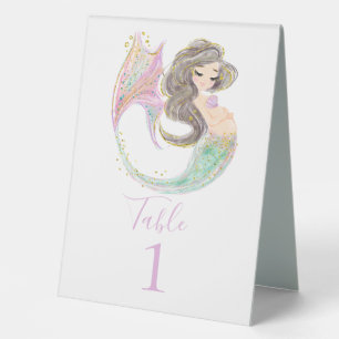 Plaque De Table Baby shower de sirène. Sous La Mer. Scintille
