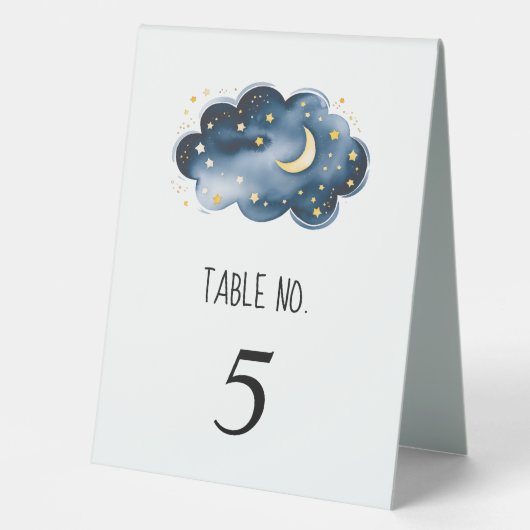 Plaque De Table Baby Shower Lune et Étoiles (Recto)