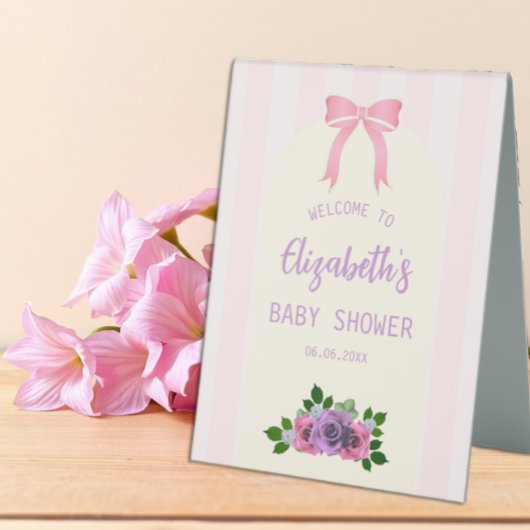 Plaque De Table Baby shower rose Rose