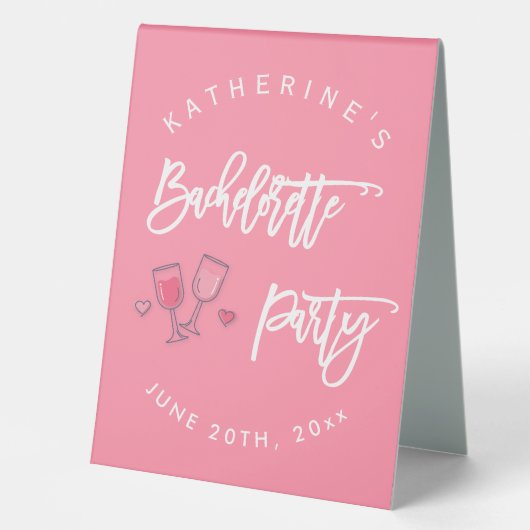 Plaque De Table Bachelorte Rose Et Blanc (Recto)