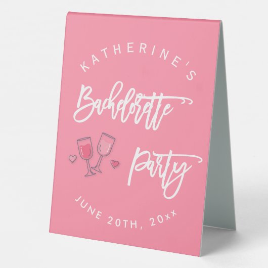 Plaque De Table Bachelorte Rose Et Blanc (Verso)