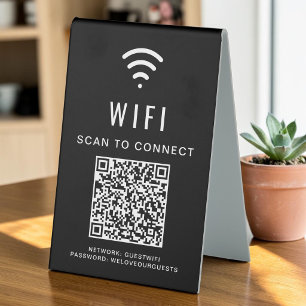 Plaque De Table Balayage de code QR Wifi Pour Connexion Noir
