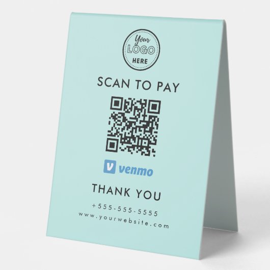 Plaque De Table Balayage professionnel du code Venmo QR pour payer (Recto)