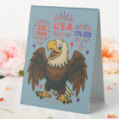 Plaque De Table Bald Eagle avec Fireworks - USA 250 ans 1776-2026 (In SItu (Mariage))