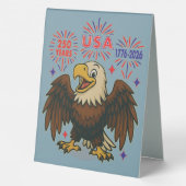 Plaque De Table Bald Eagle avec Fireworks - USA 250 ans 1776-2026 (Verso)
