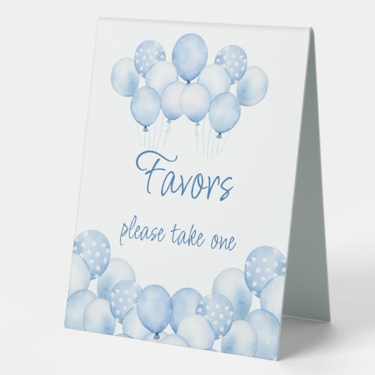 Plaque De Table Ballons Bleus Cute Favorisent (Recto)