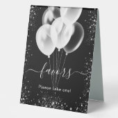 Plaque De Table Ballons de fête à paillettes argentés noirs (Recto)