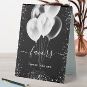 Plaque De Table Ballons en paillettes argentées noires pour fête (En SItu (Tableau))