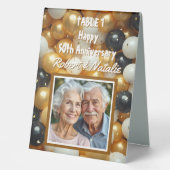 Plaque De Table Ballons noir et or | Anniversaire personnalisé (Recto)