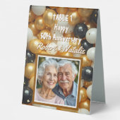 Plaque De Table Ballons noir et or | Anniversaire personnalisé (Verso)