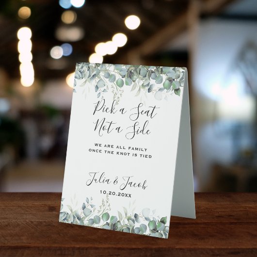 Plaque De Table Bar Mariage de dessert simple Eucalyptus Greenery