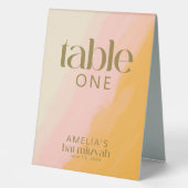 Plaque De Table Bar Mitzvah Moderne Aquarelle Rose Jaune Editable (Recto)