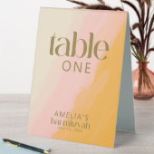 Plaque De Table Bar Mitzvah Moderne Aquarelle Rose Jaune Editable (En SItu (Tableau))