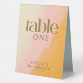 Plaque De Table Bar Mitzvah Moderne Aquarelle Rose Jaune Editable (Verso)