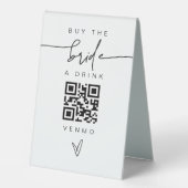 Plaque De Table Barre de boisson de mariée Signer QR Code Cash Mon (Recto)