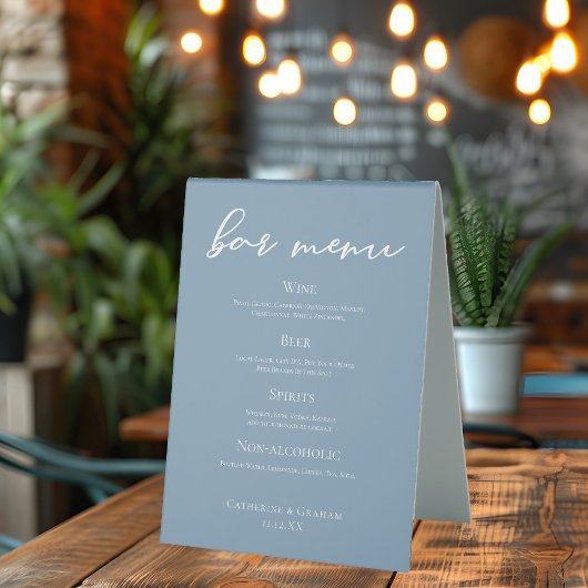 Plaque De Table Barre de Mariage Dusty Blue Typography